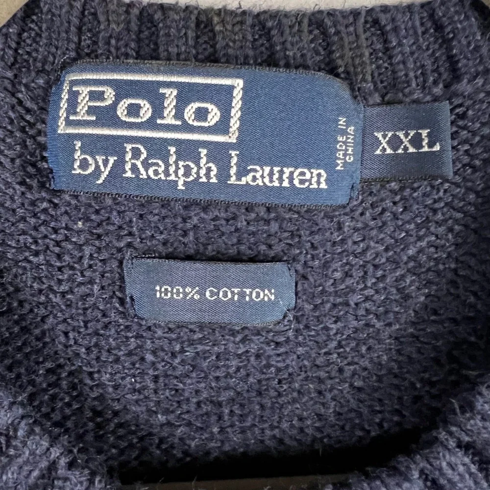 Polo Ralph Lauren Sweater Navy Crew Neck Long Sleeve Cotton XXL Fisherman Grunge